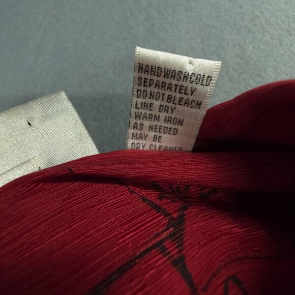 Chicos Design Shirt Womens 3 US XL Red Silk Linen Button Up Wearable Art African - Picture 11 of 11